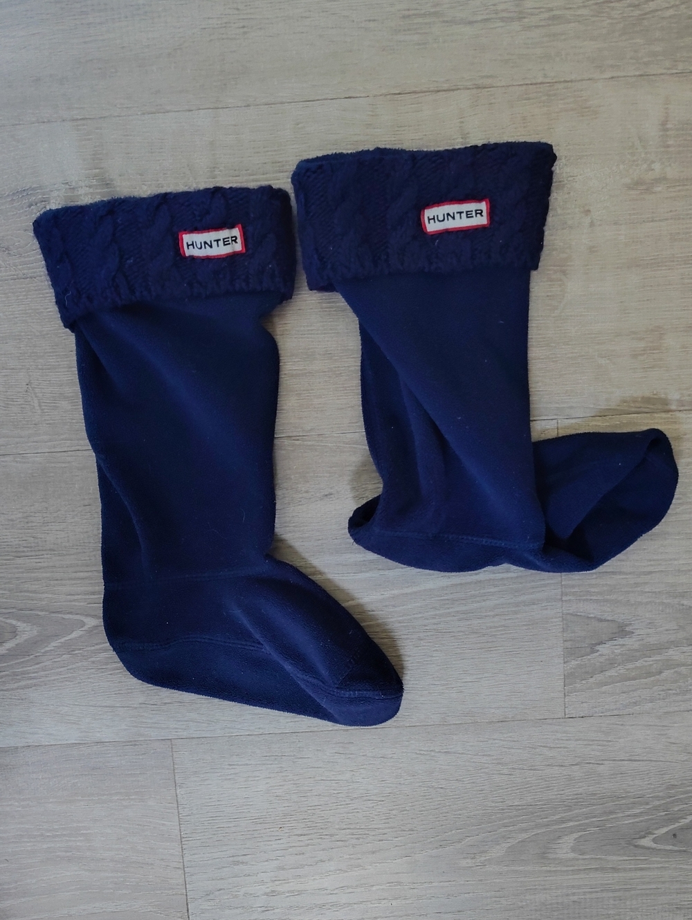 Hunter Navy Cuffed Boot Socks with Logo Patch